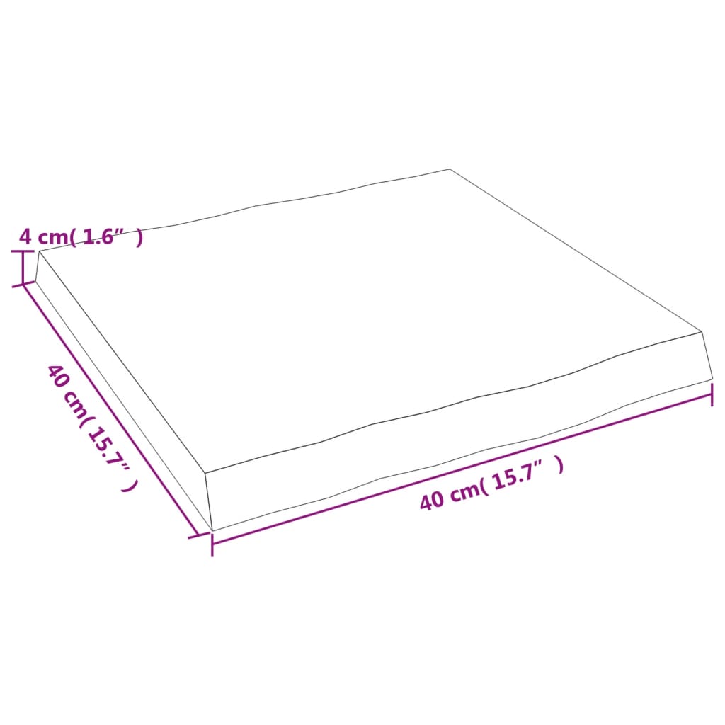 Tischplatte 40x40x(2-4) cm Massivholz Behandelt Baumkante