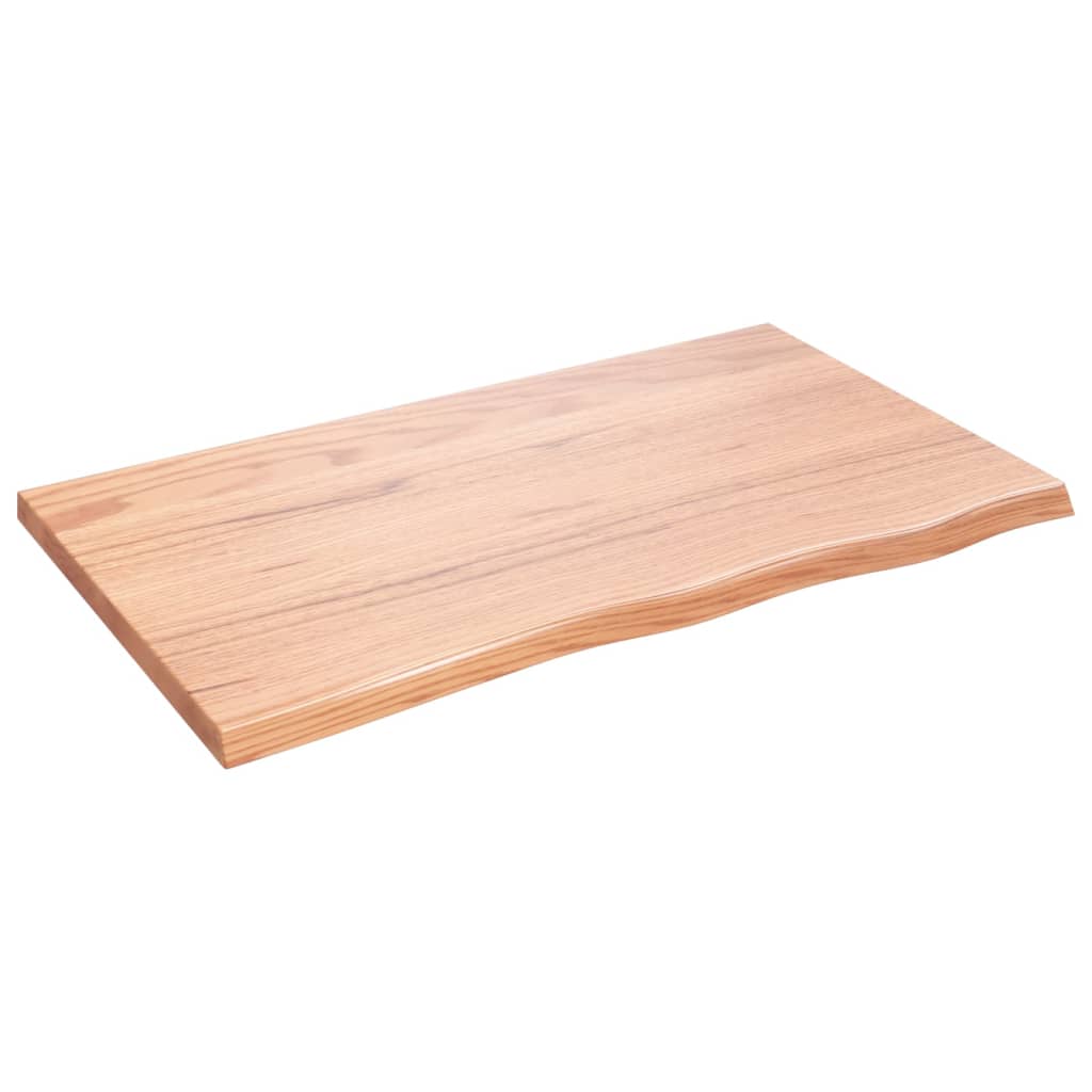  Tischplatte Hellbraun 100x60x(2-4)cm Massivholz Eiche Behandelt