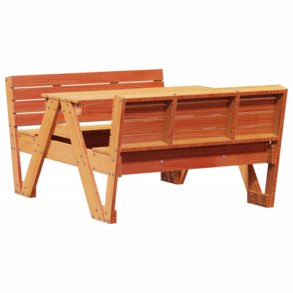  Picknicktisch für Kinder Wachsbraun 88x122x58 cm Massivholz