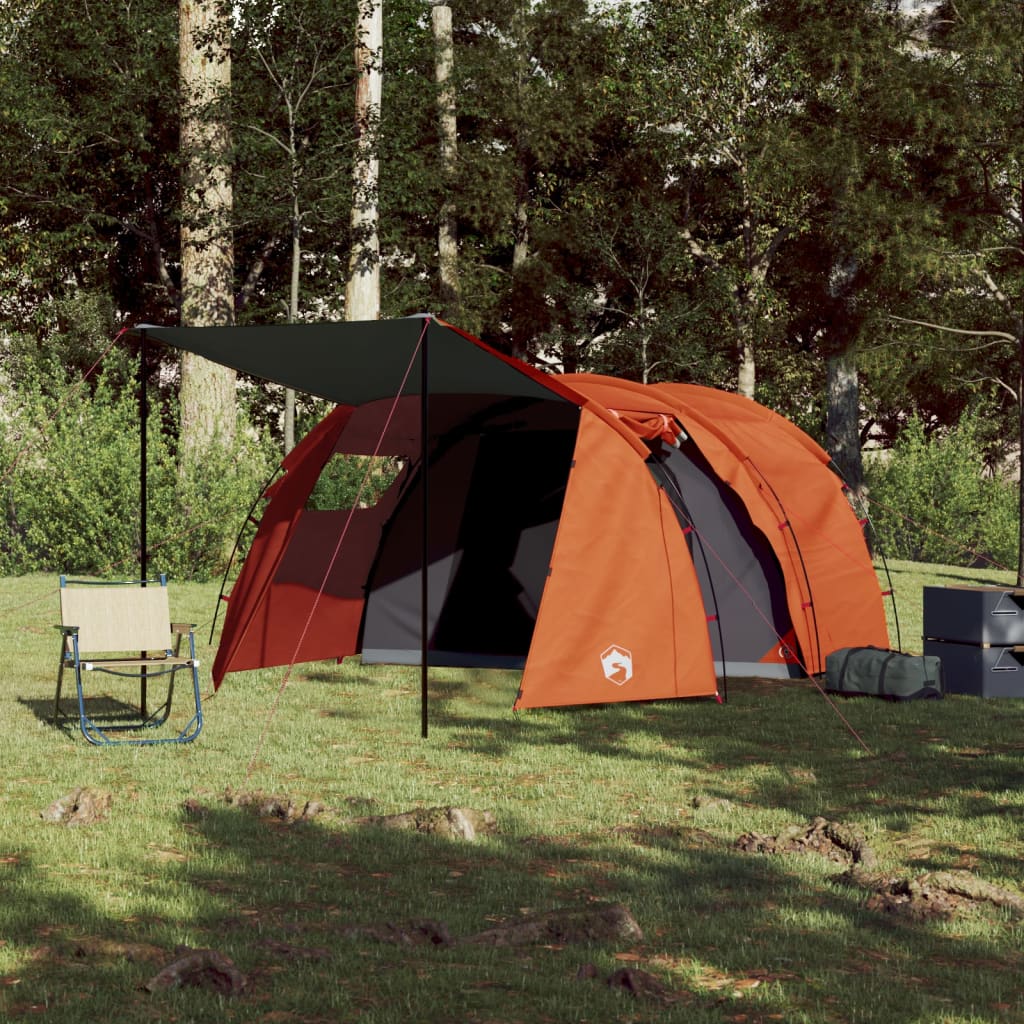  Campingzelt 4 Personen Grau und Orange Wasserfest
