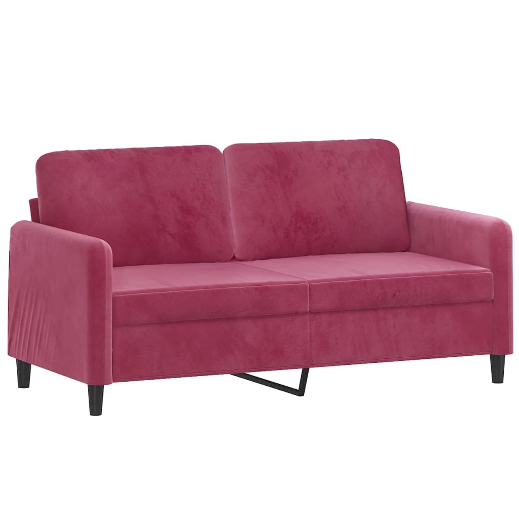  2-Sitzer-Sofa mit Zierkissen Weinrot 140 cm Samt
